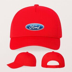 Ford Car Five Panel Twill Snapback Cap- Red